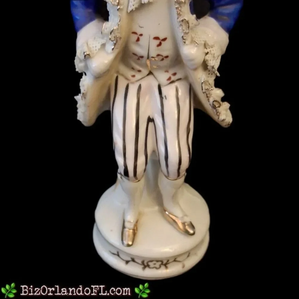 VINTAGE: Colonial Man Porcelain Lace on Jacket Figurine Occupied Japan Made HTF